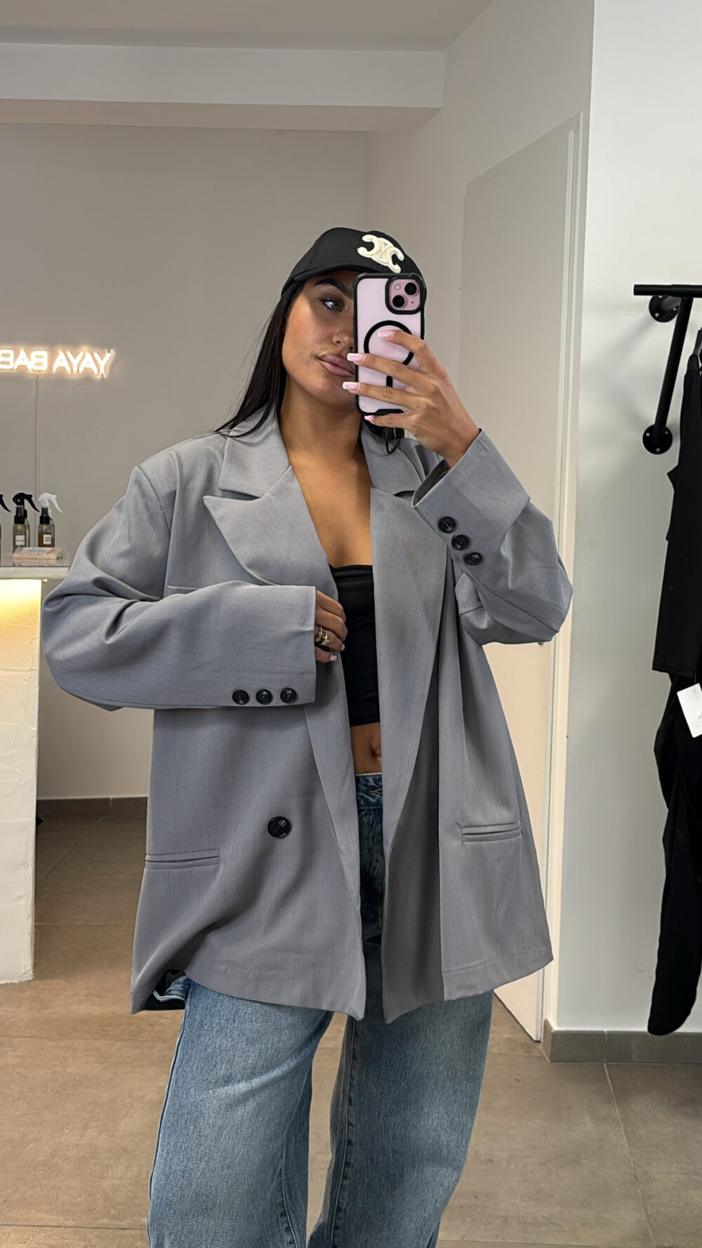 VESTE BLAZER OVERSIZE GRIS