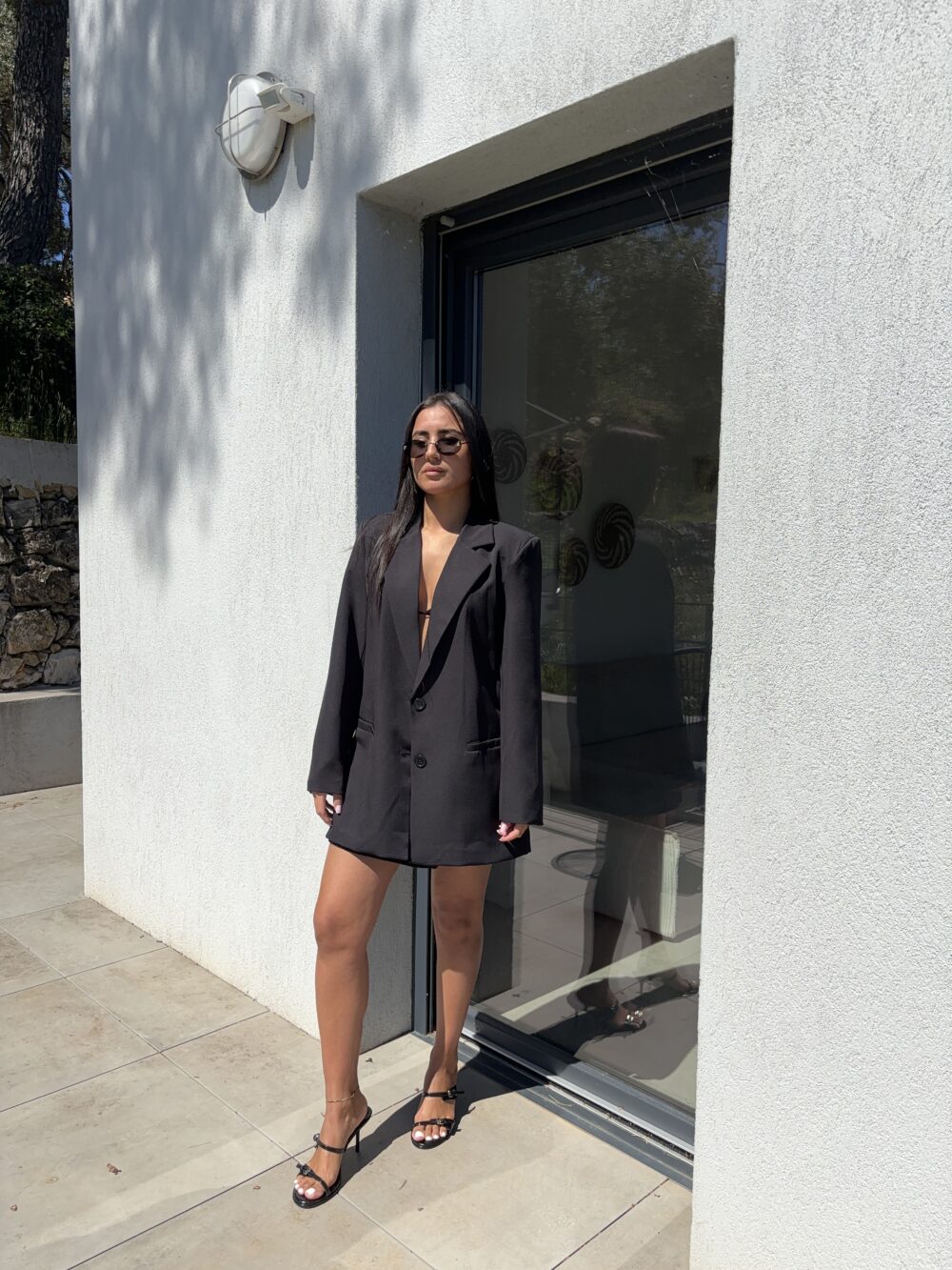 ENSEMBLE BLAZER JUPE SHORT NOIR