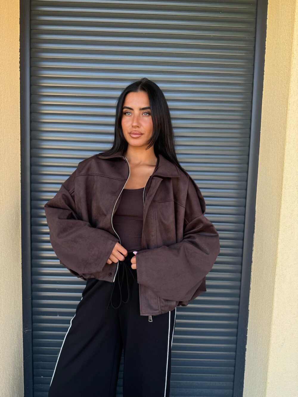 VESTE EN DAIM MARRON