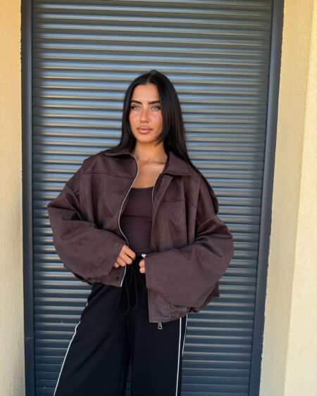 VESTE EN DAIM MARRON