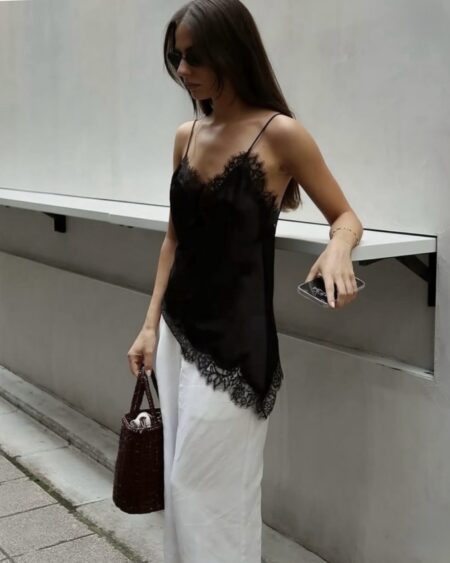 TOP SATIN DENTELLE
